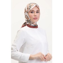 Desenli Soft Eşarp 70245-13 Kiremit Kahverengi