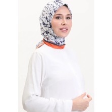 Desenli Soft Eşarp 70249-10 Turuncu Lacivert