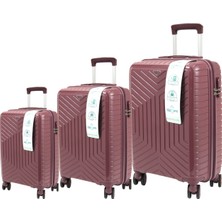 Metropolitan Sdr 103 Pp Valiz Seti - Büyük + Orta + Kabin Boy - Vişne