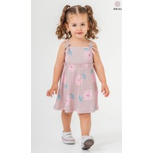 Smile Kids Kız Bebek Çiçek Desenli Askılı Fitilli Elbise