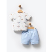 Bubbless Müslin Traktör Desen Şortlu Takım