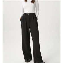 Stilera Kadın Kemerli Likralı Yüksek Bel Palazzo Bol Kesim Rahat Pantolon