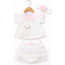 Kardeşler Bebe Balık Detaylı Kız Bebek Takım – Dantelli Tütü Etek ve Saç Bandı Set