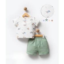 Bubbless Müslin Traktör Desen Şortlu Takım