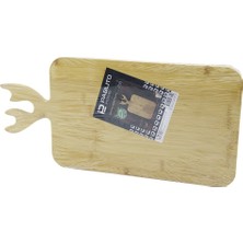 Hobilinka Dikdörtgen Ahşap Bambu Kesim Panosu - Kesme Tahtası Geyik Boynuz Figür Saplı 22X36CM (4887)