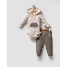 By Bubbles Sevimli Fil Desen Kapüşonlu Body 2'li Takım