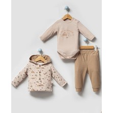 By Bubbles Erkek Bebek Dinazor Desenli Hırkalı 3'lü Takım