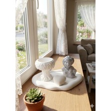 Doğal El Yapımı Dekoratif Tasarım Seti - Ağaç Figürlü Saksı, Kadın Büstü ve Kalp Obje