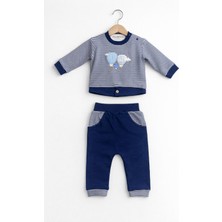 Cocopoco Erkek Bebek Lacivert Çizgili 2'li Takım