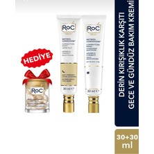 Roc Derin Kırışıklık Karşıtı Gece Kremi 30ML & Gündüz Kremi SPF30 30ML + Retinol Kapsül Serum Hediye