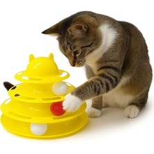 Feyza Design 3 Katlı Döner Toplu Kedi Oyuncağı 23CM - Interaktif ve Eğlenceli