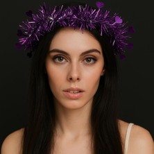 Hobilinka Kalp Püsküllü Gece Parıltısı 3 Modlu Led&amp;apos;li Işıklı Taç Mor Renk (4887)