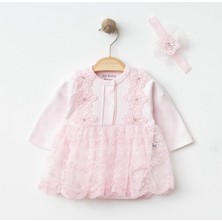 Işıl Baby Dantelli Çiçek Aplikeli Kız Bebek Body Takım (Taçlı)