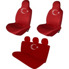 Antwax Fiat Fiorino Penye Oto Koltuk Kılıfı - Ay Yıldız Baskılı - Kırmızı