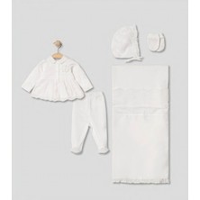 Pugi Baby Hastane Çıkış Seti Battaniye,şapka,eldiven Dahil Pamuklu Bebek Seti Nakışlı 4'lü Yenidoğan