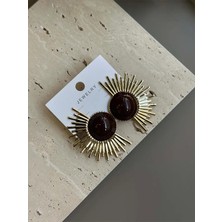 Mineli Güneş Küpe - Kahverengi