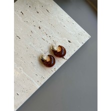 Taşlı Küpe - Kahverengi