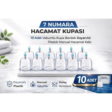 Balkan Grup 7 Numara Hacamat Kupası 10 Adet Vakumlu Kupa Bardak Dayanıklı Plastik Manuel Hacamat Kab