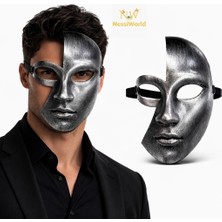 NW NessiWorld Antik Efektli Gümüş Yarım Yüz Parti Maskesi