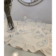 Berina Home Işlemeli Cam Kapaklı Sürahi ve 6 Lı Şerbetlik Set ,kahve Sunumluğu, Zemzem Sürahisi, Zemzemlik