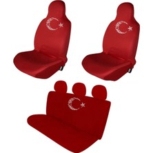 Antwax Mercedes Cla Serisi Penye Oto Koltuk Kılıfı - Ay Yıldız Baskılı - Kırmızı