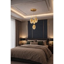 Aura Lıghtıng Gold 4'lü Hilal Sarkıt 3 Renk LED Modern Salon/antre/yatak/oda Avizesi