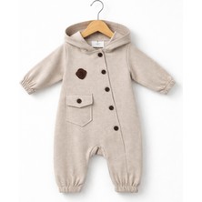 Baby Fou Kapüşonlu Düğmeli Bebek Tulum