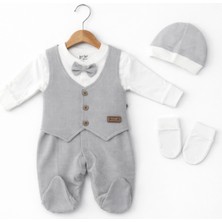 Işıl Baby Papyonlu Yelekli Erkek Bebek Tulum Takım