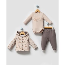 By Bubbles Erkek Bebek Dinazor Desenli Hırkalı 3'lü Takım