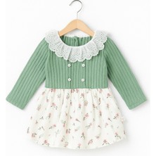 Carmin Baby Çiçek Desenli Dantel Detay Kız Bebek Elbise