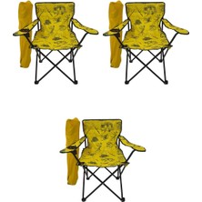 Goocamp 3 Adet Kamp Sandalyesi Katlanır Sandalye Bahçe Koltuğu Piknik Plaj Sandalyesi Desenli Sarı3
