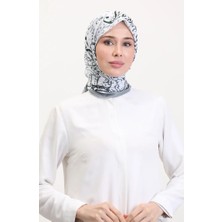 Desenli Soft Eşarp 70243-11 Gri Füme