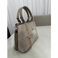 Şık Simli El & Omuz Abiye Çanta - Gold Aksesuarlı