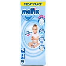 Molfix Fırsat No:4 Maxi 62'lı Çocuk Bezi 7-18 kg Hızlı Emici Teknoloji ile Güçlü Koruma