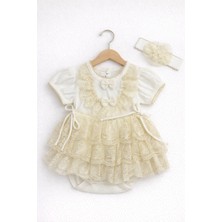 Kardeşler Bebe Tütü Etekli Dantelli Kız Bebek Body Takımı (Saç Bantlı)