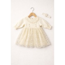 Işıl Baby Kız Bebek Dantel Işlemeli Uzun Kollu Elbise