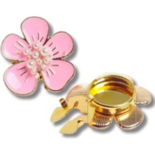 Waves And Pebbles Pembe Çiçek Kadın Düğme Kapağı Kol Düğmesi