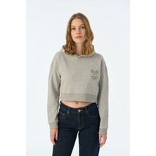 Reflect Studio Socrates Tennis Club Crop Hoodie - Gri Melanj