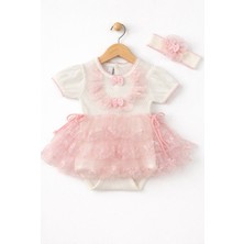 Kardeşler Bebe Tütü Etekli Dantelli Kız Bebek Body Takımı (Saç Bantlı)