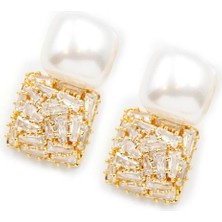 Inci Baget Taşlı Küpe - Altın