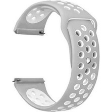 Gpack Samsung Galaxy Watch Gear S3 20MM Kordon Kayış Delikli Silikon 20/nkn Gri - Beyaz