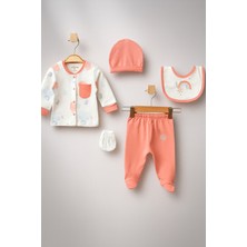 Aziz Bebe Gökkuşağı Desen Cep Detaylı 5'li Hastane Çıkış Seti