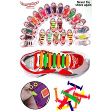 Feyza Design Yeni Nesil Silikon Ayakkabı Bağcığı 14 Adetli Set - Turuncu