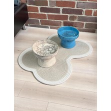 Feyza Design Kedi Köpek Dekoratif Kemik Desenli Mama Kabı ve Paspası