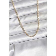 Ebijuteri Gold Renk Ezme Plaka Model Pirinç Kadın Kolye