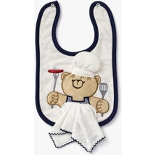 Kardeşler Bebe Bebek Aşçı Ayıcık Desenli Mama Önlüğü ve Ağız Mendili Seti