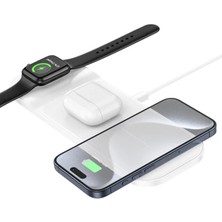 Hobilinka Hoco Cq5 3in1 Wireless Kablosuz Hızlı Şarj Standı (Telefon-Kulaklık-Apple WATCH)-(5775)