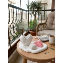 Doğal El Yapımı Bebek Temalı Dekoratif Set | Çiçekli Saksı & Kalp Obje & Bebek Mum