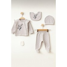 Aziz Bebe Çiçek Desenli Lila 5'li Hastane Çıkış Seti