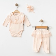 Işıl Baby Kız Bebek Dantel Detaylı 3'lü Body Takım